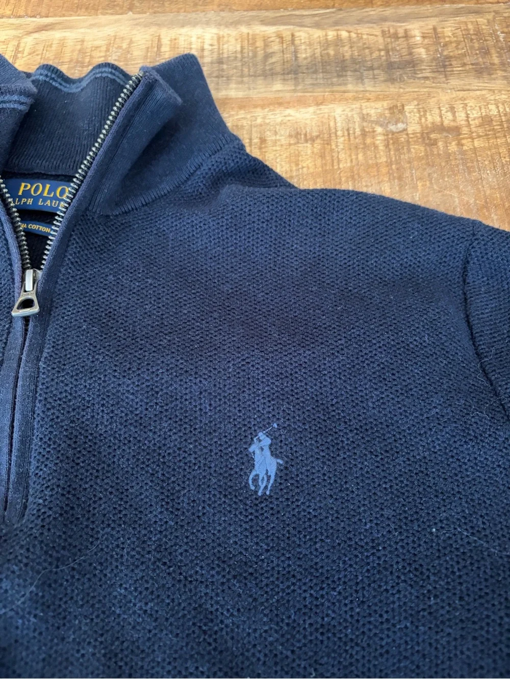 Polo Ralph Lauren Mesh-Knit Pima Cotton 1/4 Zip Pullover Sweater